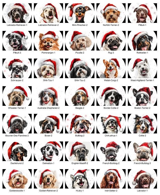 Personalized Pet Dog Christmas Ornament - Custom Name & Santa Hat Design
