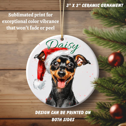 Personalized Pet Dog Christmas Ornament - Custom Name & Santa Hat Design