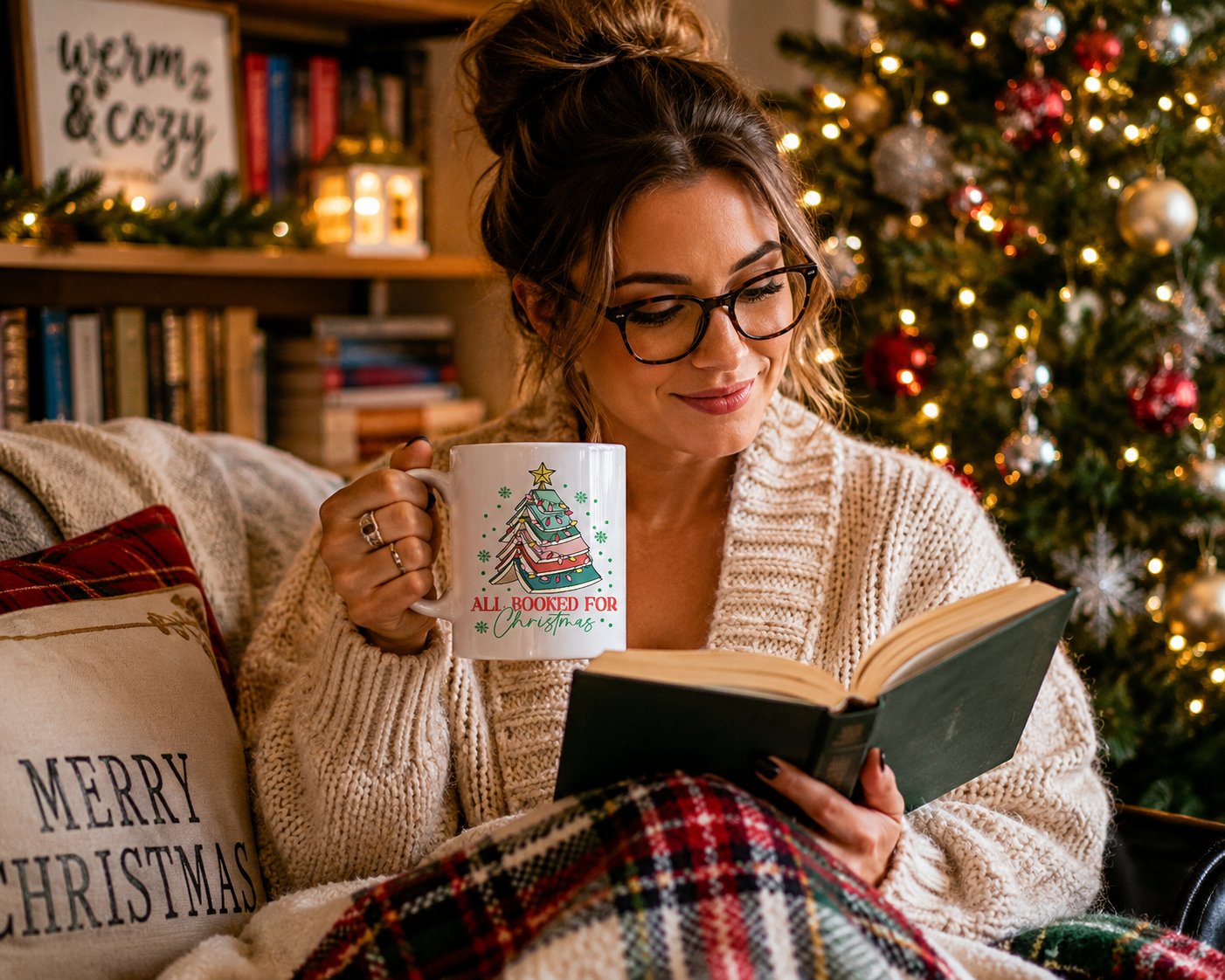 All Booked for Christmas Mug