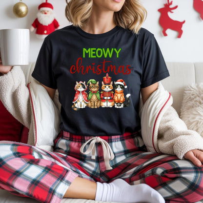 Meowy Christmas Cat Shirt | Cute Xmas Kitties Tee | Holiday Cat Lover Gift | Funny Christmas Outfit | Festive Feline Apparel